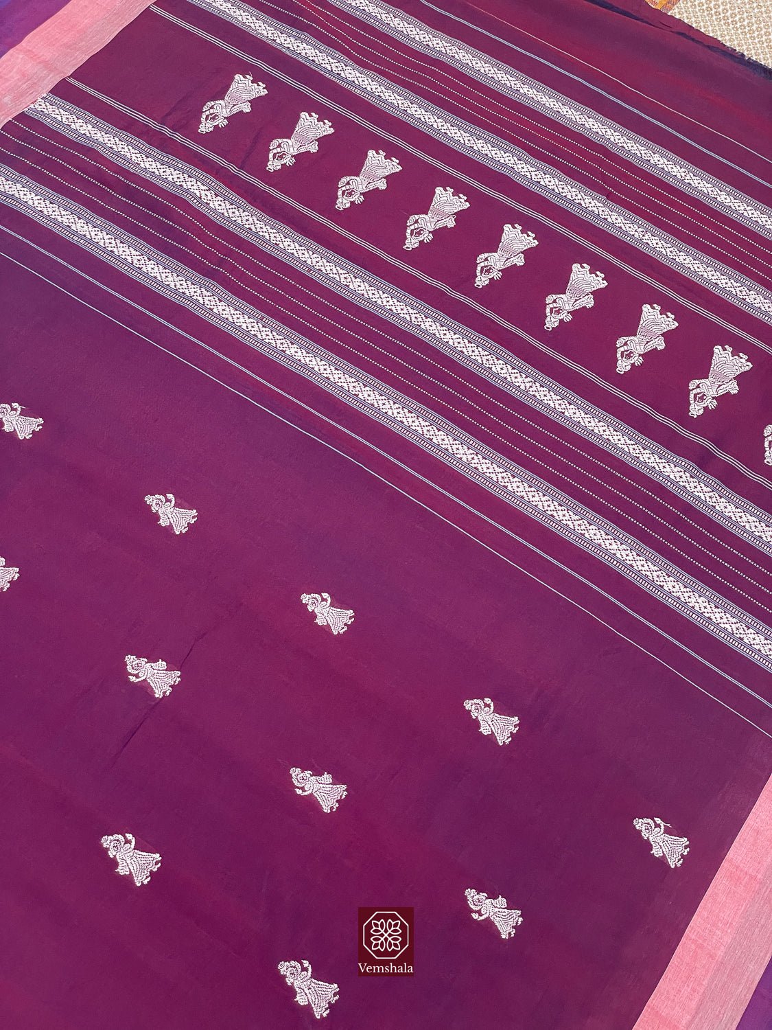 Dark Pink Gollabhama Cotton Saree - Baagh