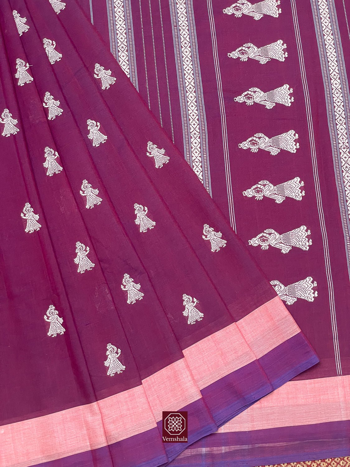 Dark Pink Gollabhama Cotton Saree - Baagh