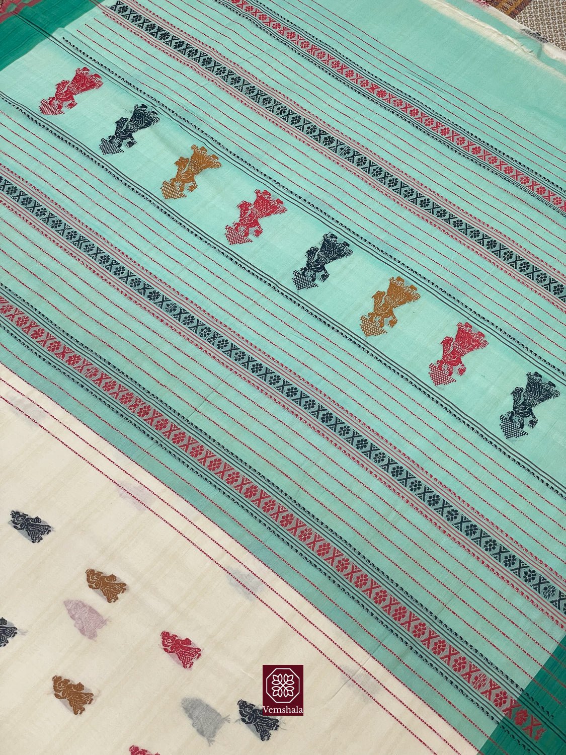 Ecru / Grey / Pink Gollabhama Cotton Saree - Baagh