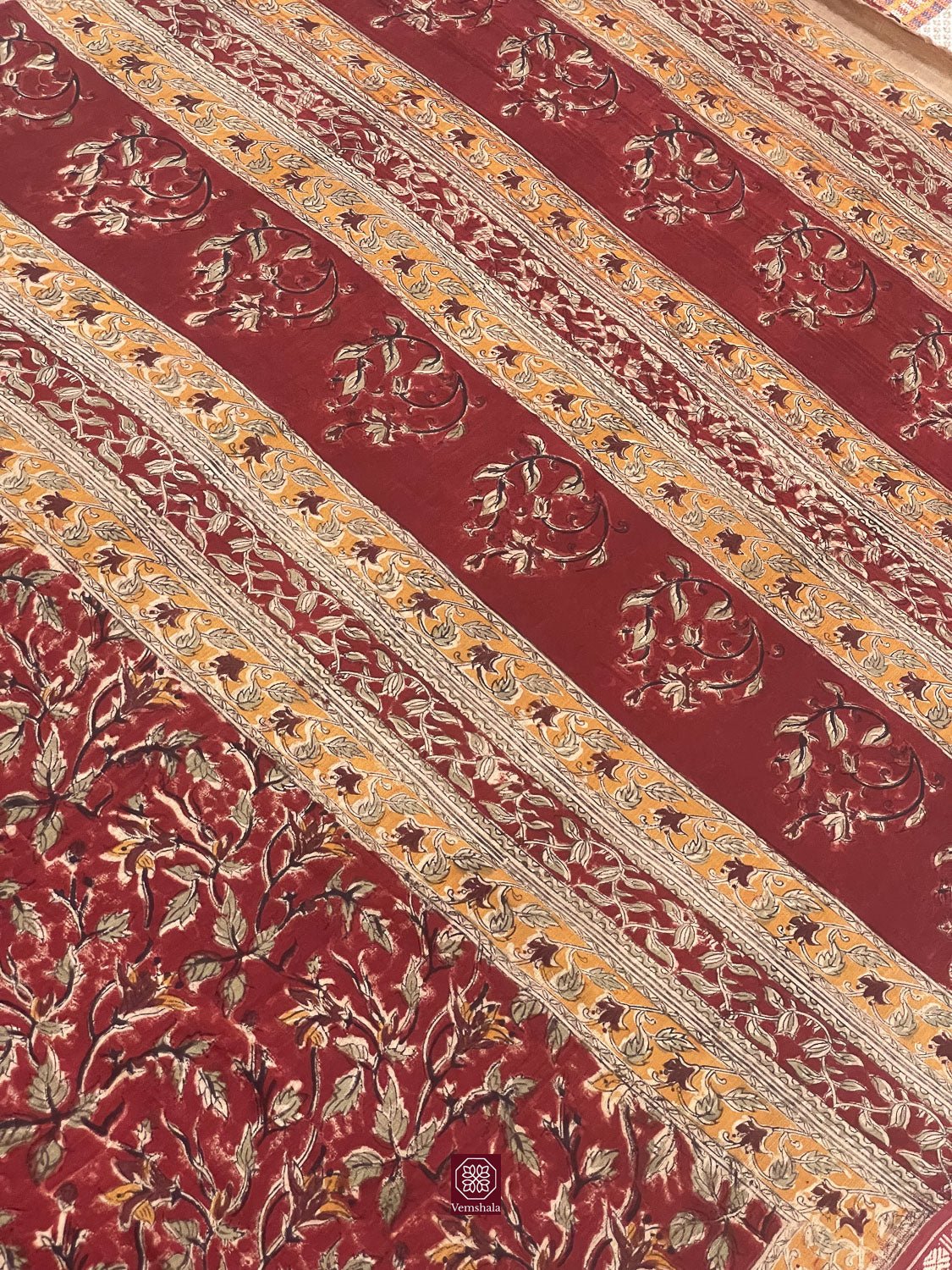 Pedna Kalamkari Handblock Ponduru Cotton Saree - Vemshala