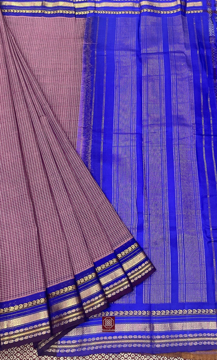 Redwood Red Gadwal Cotton Saree - Vemshala