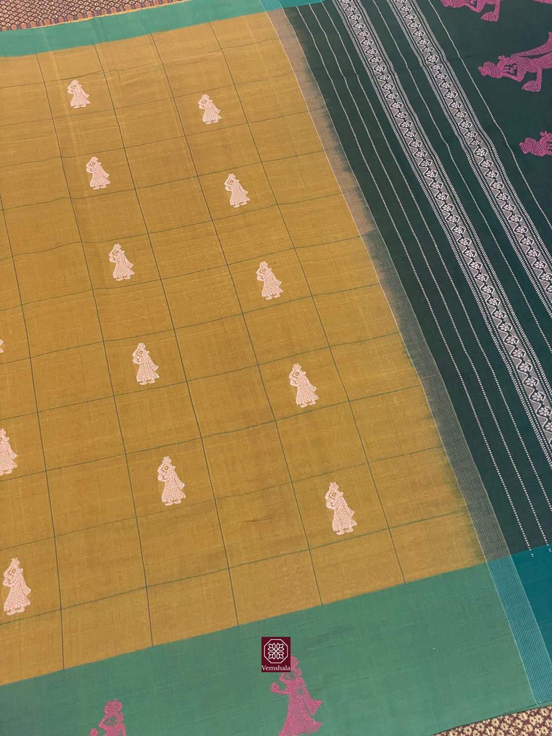 Rust Orange Gollabhama Cotton Saree - Vemshala