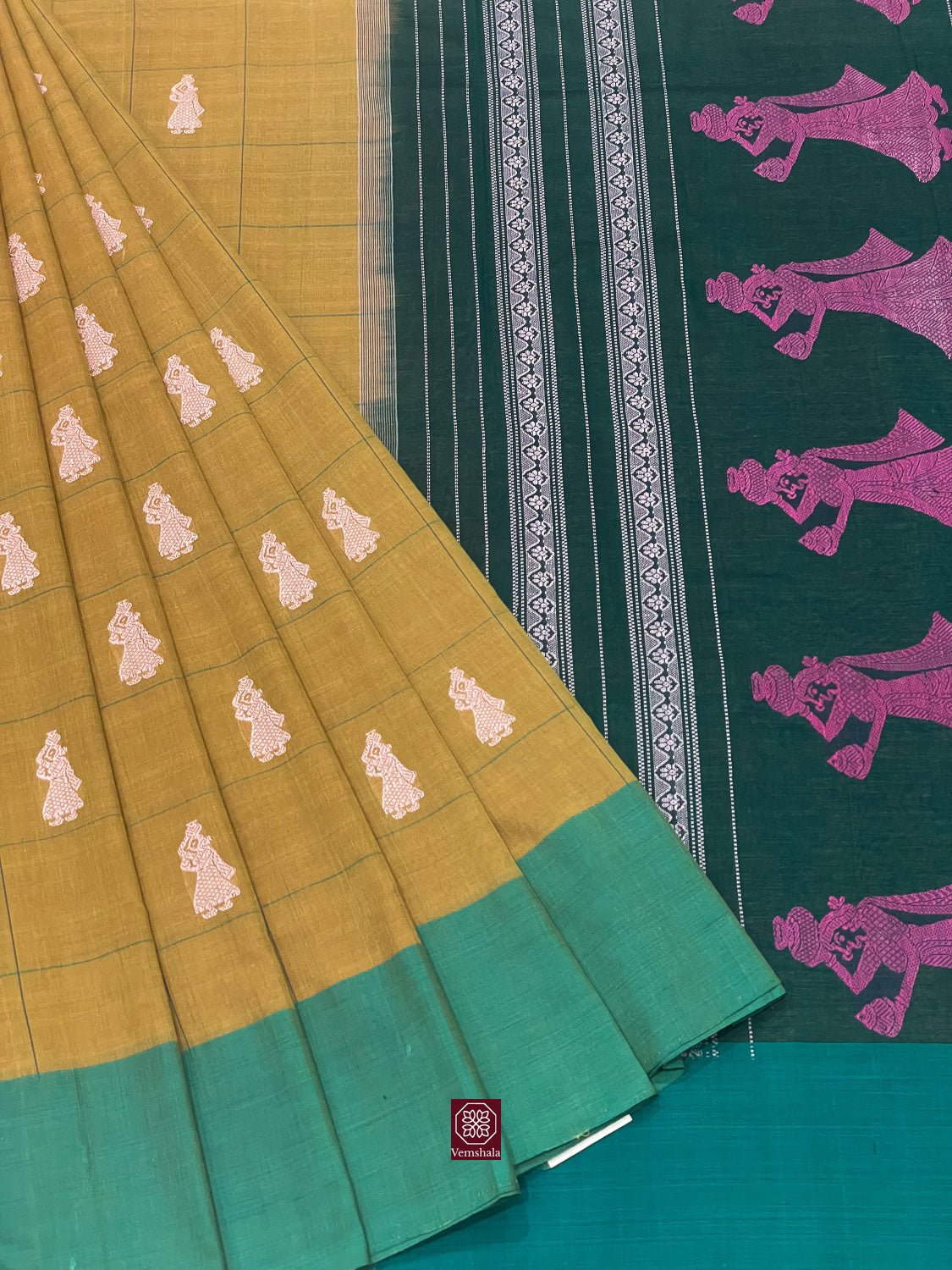 Rust Orange Gollabhama Cotton Saree - Vemshala